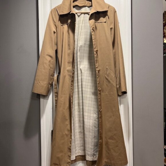 Vintage London Fog belted rain Trench Coat w/ detachable lining & hood Sz 10 P - Picture 4 of 10
